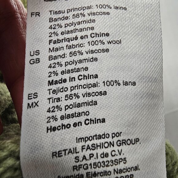 Sandro Paris Espoir Oversized Perforated Wool Cardigan Vest Sage Green Sz 1 / S - Picture 11 of 16